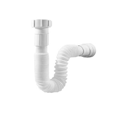 Imagem de Sifão Corrugado Extensível Universal Branco 70cm Para Pia de Cozinha Lavatórios Tanques