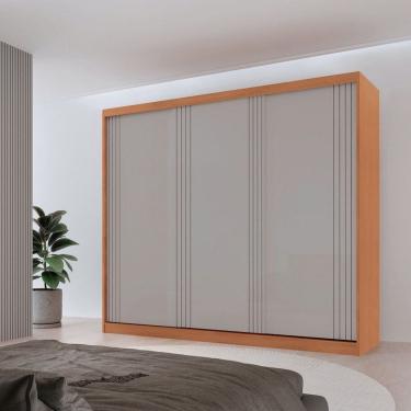 Imagem de Guarda Roupa Casal Chile 100% Mdf 3 Portas de Correr Naturalle/Off White