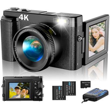Imagem de Câmera digital Duluvulu 48MP, vídeo 4K, zoom 16X, tela giratória de 180°