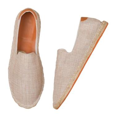 Imagem de Dressnu Mocassins de lona masculinos e femininos rasos respiráveis leves, Cáqui, 9.5 US