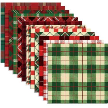 Imagem de Cartolina de Natal, 24 peças de papel de scrapbook de Natal, pacote de papel xadrez de Natal, coleção de papel especial, papel de artesanato decorativo xadrez, dobrado, plano