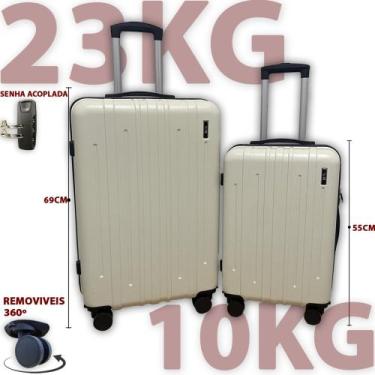 Imagem de Kit 2 Malas de viagem 23kg e 10kg ABS conjunto bordo + despacho com ro