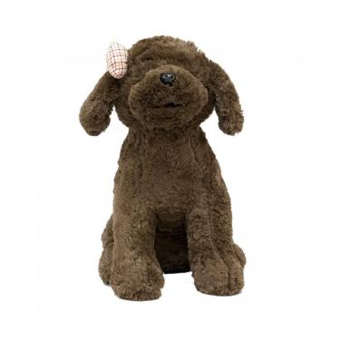 Imagem de Cachorro De Pelúcia Marrom Sentado Laço 36Cm