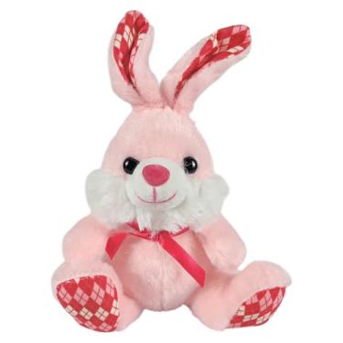 Imagem de Coelho De Pelúcia Com Lacinho 20cms Presente Decoração (Rosa)