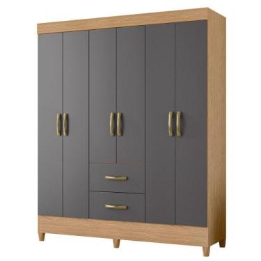 Imagem de Guarda Roupa Mobi 6 Portas Albatroz, Freijó/ Titanium