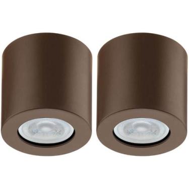 Imagem de 2 Luminárias de Sobrepor Spots Redondo de Teto Marrom Bivolt MR16 Dita