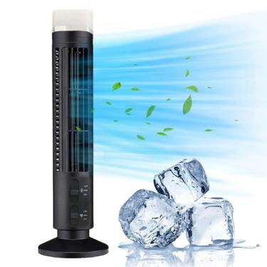 Imagem de Vbestlife Ventilador de torre sem lâmina, oscilação de 90 graus, mini ventilador vertical com luz, refrigerador e condicionamento - preto