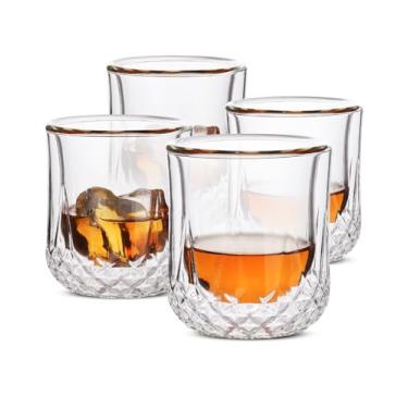 Imagem de BTT - Copos de uísque de parede dupla, copos de bourbon, conjunto de 4, copos de coquetel, copos escoceses, vidro à moda antiga, vidro de pedras, copos de cristal, copos de vodka, copos de bebida,