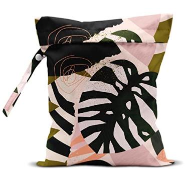 Imagem de zcyxuuw Adulto Unissex Saco Molhado e Seco para Maiô, Viagem, Praia, Piscina, Carrinho, Fraldas, Roupas Sujas de Ioga, Bolsa de Maquiagem, Decoração de Folhas de Palmeira Tropical À Prova D'Água, Lembranças de Folhas de Palmeira Da Selva