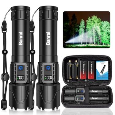 Imagem de Banral Lanternas táticas recarregáveis de alto lúmens. Luz de LED super brilhante de 5000 mAh, lanterna USB C à prova d'água portátil para casa, carro, acampamento, emergências, 5 modos, zoom (2
