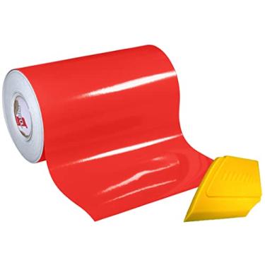Imagem de Decalques de vinil brilhante ORACAL 651 30,48 cm x 15,24 cm Escolha a cor à base de solvente com adesivo de fundo calandrado com rodo multiuso amarelo (vermelho claro)