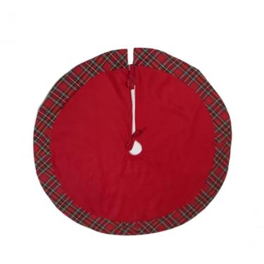 Imagem de Saia Para árvore Vermelho Com Borda Xadrez 90 Cm