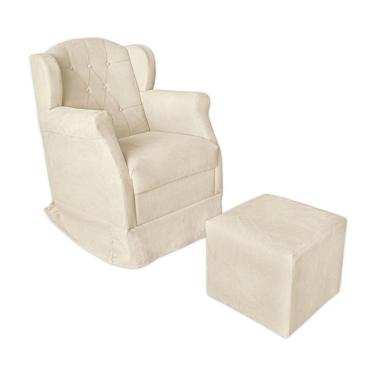 Imagem de Poltrona Amamentação Com Balanço E Puff Luxo Suede Manuela Cor:bege