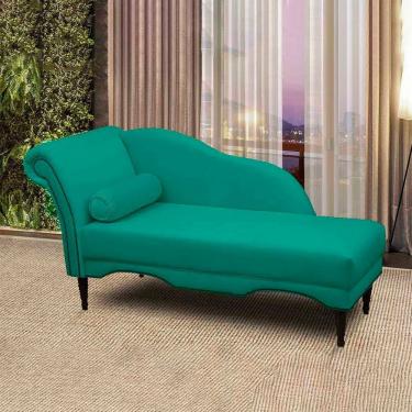 Imagem de Chaise Longue Divã Copenhagen Veludo Turquesa Ciano 160 Speciale Home Ciano