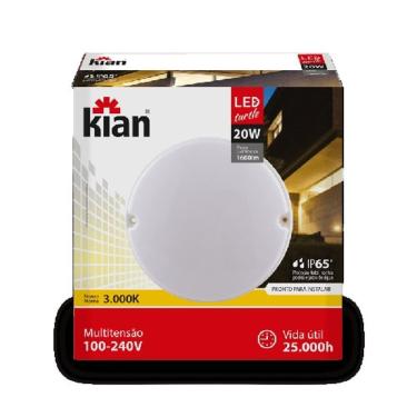 Imagem de Kit 8 Luminárias Tartaruga 20w Redonda Branca Quente 3000k