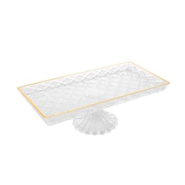 Imagem de Travessa Com Pé Em Vidro Diamond 34x18cm Lyor