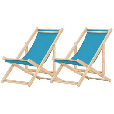 Imagem de Kit 2 Cadeira Espreguiçadeira Dobrável S-b-azul
