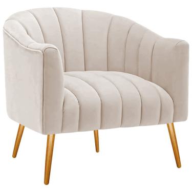 Imagem de Poltrona Decorativa Sala De Estar Recepção Senna Linho - Doce Sonho Móveis Cor Cinza Claro