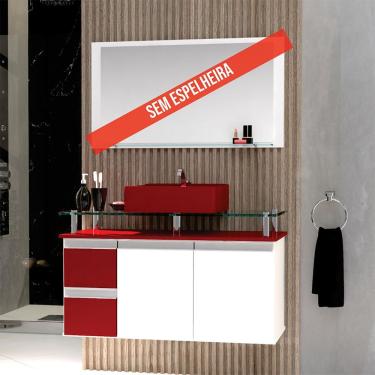 Imagem de Gabinete Banheiro 2 Gavetas 2 Portas Diamante 80cm - Vinho - Com Cuba Vinho - Vermelho