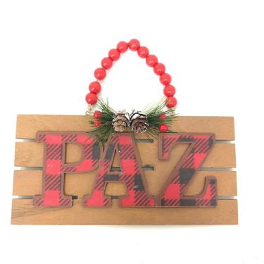Imagem de Placa Decorativa De Natal Paz 20cm Md1270 - Tok Da Casa