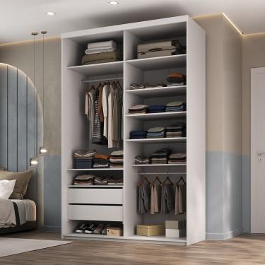 Imagem de Closet Solteiro 100% Mdf 139,5cm 2 Gavetas Moutier Branco