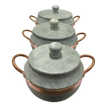 Imagem de Jogo De Panelas Pedra Sabão Bojuda Com Tampa De Pedra