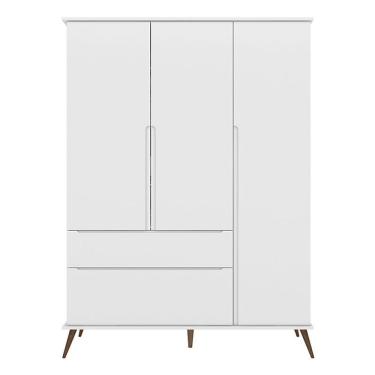 Imagem de Guarda Roupa Infantil Retrô Alice 3 Portas E 2 Gavetas Branco - Pr Baby Branco