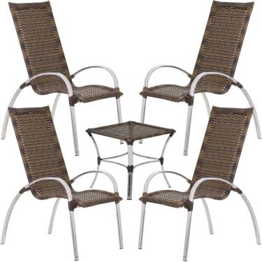 Imagem de  Conjunto de Poltrona e Mesa Garden Em Alumínio Para Área Varanda, Piscina, Churrasqueira Trama 