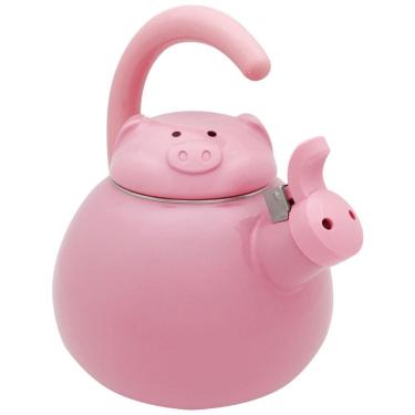 Imagem de Chaleira de Chá 2.1 Litros em Esmalte com Apito, UP Porco, Rosa