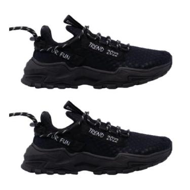 Imagem de Kit 2 Tênis Masculino Rekoba Live For Fun Original, Preto, 39