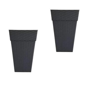 Imagem de Vaso Grande Coluna Quadrado Para Flores E Plantas 28l Preto