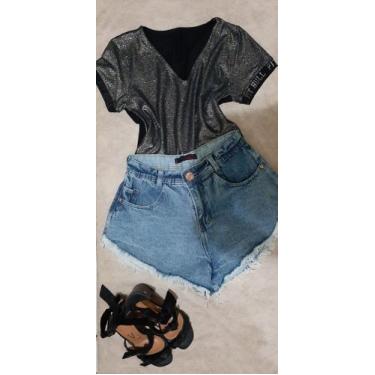 Imagem de Short godê desfiado jeans,lavagem clara tamanho 38. - Loja lobo