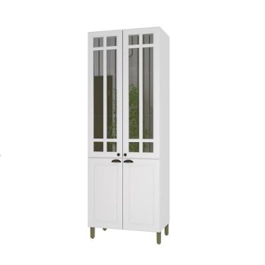 Imagem de Paneleiro 4 Portas Com Vidros Reflecta Firenze Branco Indekes