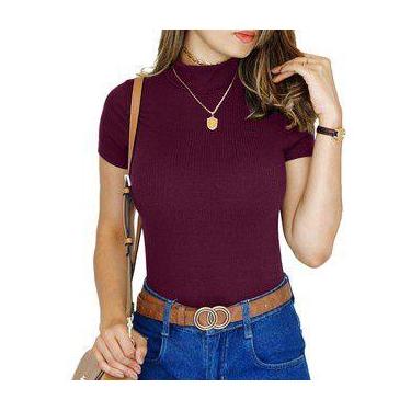 Imagem de blusa feminina gola alta manga curta basica moda meninas - Filó Modas,