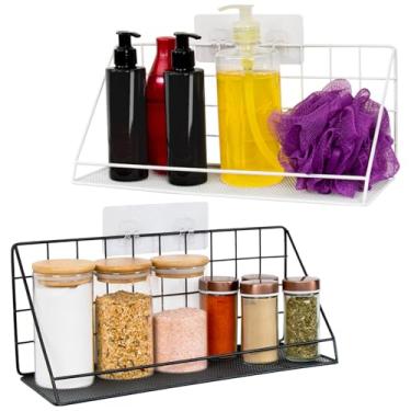 Imagem de Organizador de Parede Multi-Ambiente de Armazenamento Aramado com Fixador Adesivo (Branco)