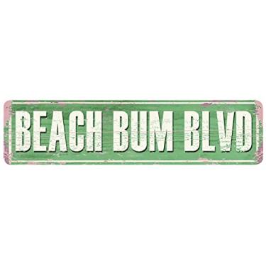 Imagem de Vintage Beach Room Decor Beach Bum BLVD Tin Signs Beachy Bedroom surfboard Wall Decor 16"x4" Inches Metal Sign For Surfer Girl
