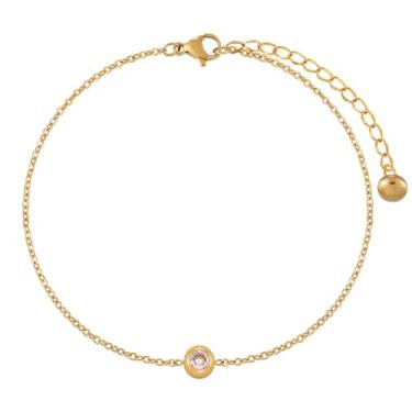 Imagem de Kokoma Tornozeleira de cristal delicada para mulheres, corrente de aço de titânio, zircônia cúbica, tornozeleira minimalista para o verão, joia para os pés, 21+5 Centimeters, Aço de titânio, Sem Pedra