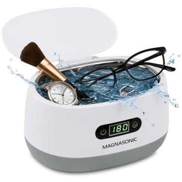 Imagem de Magnasonic Limpador ultrassônico, tanque de aço inoxidável de 590 ml, temporizador digital, 5 modos de limpeza, limpador de joias ultrassônico para todas as joias, óculos, relógios, dentaduras