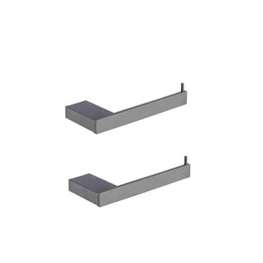 Imagem de Conjunto de acessórios para banheiro - Ganchos para toalhas, porta-papel, prateleira de canto de vidro - Aço inoxidável, 2 peças de porta-papel