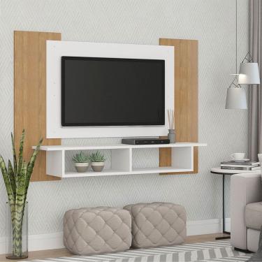 Imagem de Painel para TV Atlanta até 50 Polegadas com Nichos 131x91cm MDP Carvalho Menu Móveis