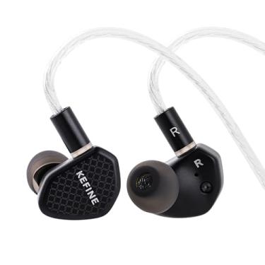 Imagem de Linsoul Kefine Klean Monitor intra-auricular, diafragma DLC de 10 mm, driver dinâmico, fones de ouvido HiFi com fio, bicos substituíveis, cabo banhado a prata destacável para audiófilos (sem microfone
