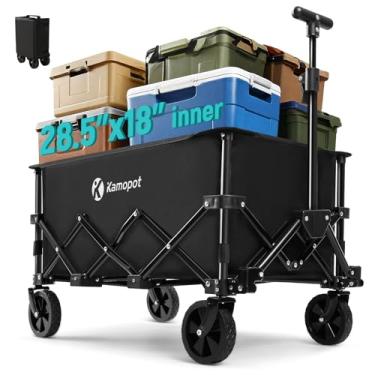 Imagem de Carrinho dobrável com rodas, carroça dobrável para compras, parque, esportes, quintal, praia, evento, animais de estimação. Carrinho utilitário portátil com rodas DIY, leve (X1 preto)