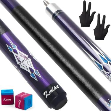 Imagem de Kmise Conjunto de 5 bastões de sinuca de 147 cm 567 g, bastão de taco de bilhar de bordo canadense, taco de sinuca profissional para esportes de mesa de bilhar de bar e casa, roxo.