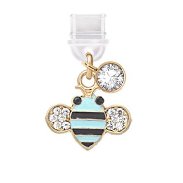 Imagem de ELISE & FONDA Porta de carregamento tipo C TP731 plugue antipoeira pingente de celular Little Honey Bee para iPhone 15/16/Samsung/OnePlus/Xiaomi/oppo telefones Android (azul)