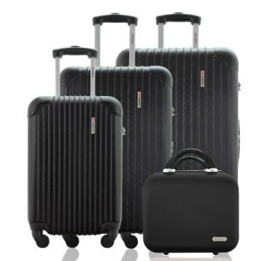 Imagem de Kit Conjunto 3 Malas Rígidas 360 com Frasqueira - Gladiador A2C3, Pret
