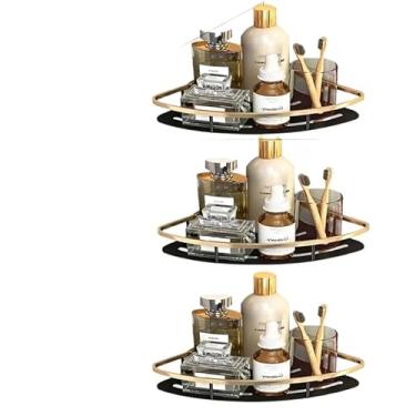 Imagem de SUPORTE PARA SHAMPOO PARA USO NO BANHEIRO NA PAREDE De Alumínio Suporte Organizador Multiuso(3PCS A （Ouro negro）)