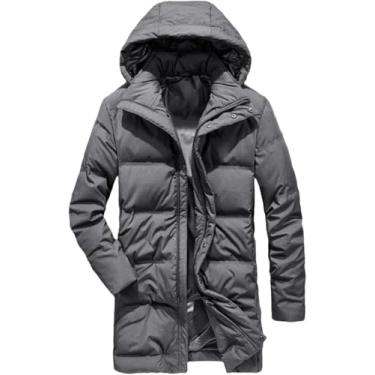 Imagem de Homens Inverno Longo Tamanho Grande Quebra-vento Grosso Pato Casaco De Neve Acolchoado Parka Casaco Impermeável, Black gray, XXL