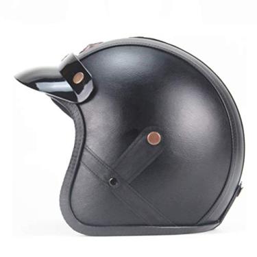 Imagem de Capacetes E Capacetes De Couro Pu 3/4 Capacete De Bicicleta Motociclista Face Aberta E Capacetes De Motocicleta Com Viseiras, CC07, XXL-(head circumference/63-64cm)
