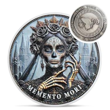 Imagem de Moeda Gothic Queen Memento Mori - Moeda Desafio Estóica Borboleta Crânio - Novidade Medalhões EDC Amor Fati Token para Prática Estóica Diária - Presentes Inspiradores Momento Mori Estoicismo para