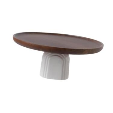 Imagem de IEUDNS Suporte de madeira para bolo, decoração de sobremesas, prato para cupcakes, bandeja de servir, pedestal para bolo, suporte para chá de bebê, festa de, 12 Inch